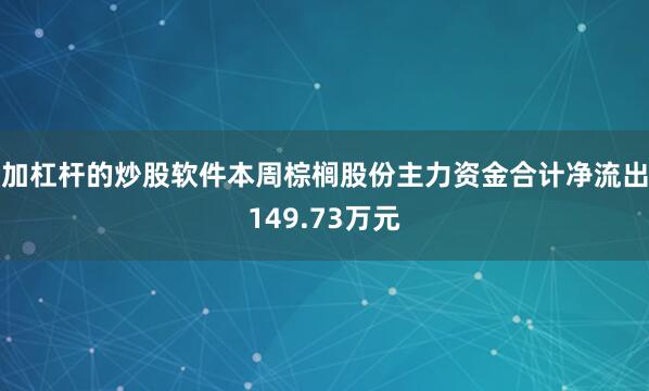 加杠杆的炒股软件本周棕榈股份主力资金合计净流出149.73万元